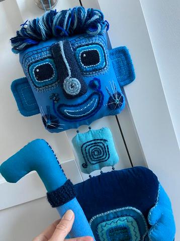 Retro wanddecoratie pop van 1 meter blauw handwerk vintage beschikbaar voor biedingen