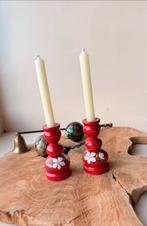 Zweedse Kandelaars Set - Handbeschilderd, Antiek en Kunst, Antiek | Kandelaars, Ophalen of Verzenden, Overige materialen