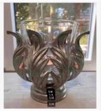 Metalen schaal zwaar, glazen vaas pot, waxine, plant, bonbon, Antiek en Kunst, Ophalen of Verzenden