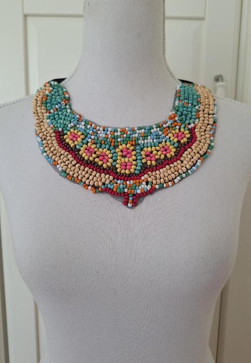 Gekleurde houten kraaltjes statement ketting, Sieraden, Tassen en Uiterlijk, Kettingen, Nieuw, Overige materialen, Overige kleuren