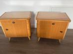 Vintage nachtkastjes met glasplaat, Ophalen, Gebruikt, 55 tot 70 cm, 45 tot 65 cm