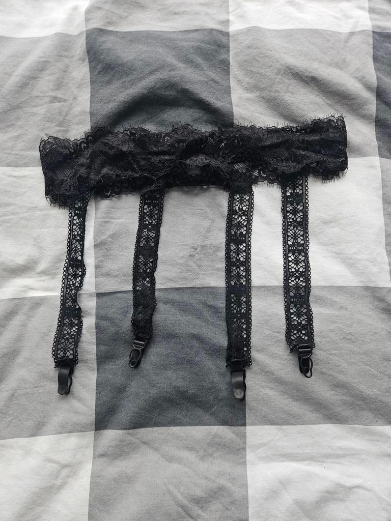 Zwarte kanten jarretels - 3 stuks - Maat M, Onbekend, Verzenden, Zwart, Overige typen