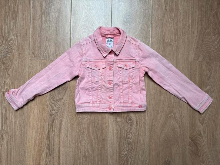 Shoeby Jill spijkerjasje roze ‘Eye Candy’ maat 122/128, Kinderen en Baby's, Kinderkleding | Maat 122, Zo goed als nieuw, Meisje