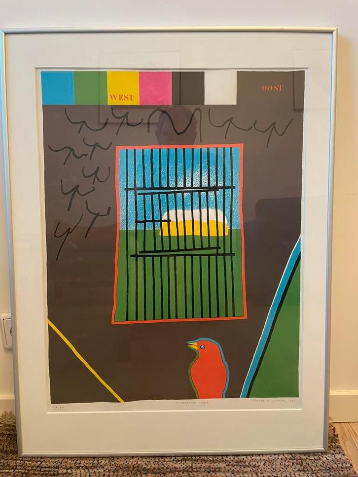 Zeefdruk,  Harrie Gerritz, 1976, Vogels, Antiek en Kunst, Kunst | Litho's en Zeefdrukken, Ophalen of Verzenden