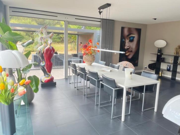 MDF Italia design eetkamertafel 300 x 100 WIT + 8 ARCO stoel, Huis en Inrichting, Tafels | Statafels, Zo goed als nieuw, Ophalen