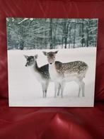 Canvas Schilderij met Herten in de Sneeuw, Ophalen of Verzenden