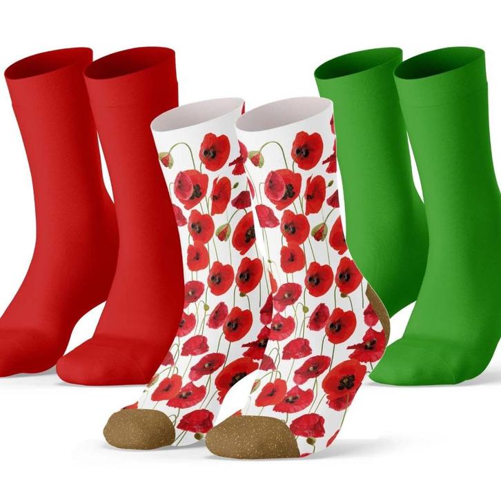 Klaproosprint sokken maat 36-42 set van 3- 1 print, 2 effen, Kleding | Dames, Sokken en Kousen, Nieuw, Sokken en Kniesokken, Maat 35 t/m 38