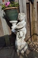 Beeld beton engel met bloempot 70 cm, Ophalen, Beton