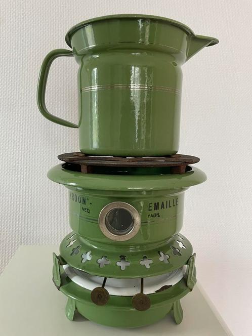 Mooi antiek petroleumstel met kan, Antiek en Kunst, Antiek | Emaille, Ophalen of Verzenden