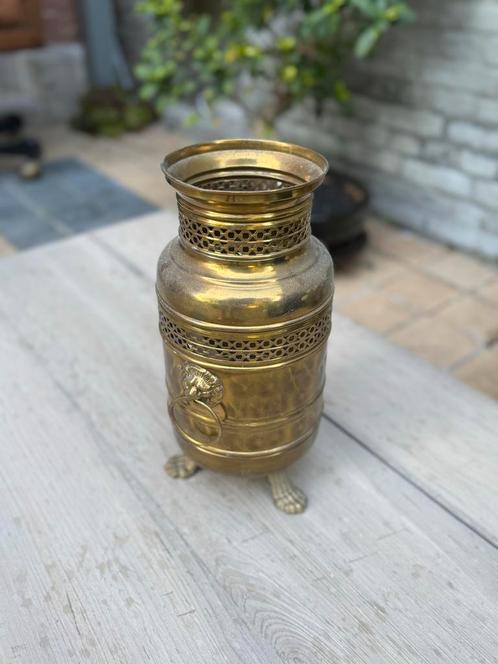 Antieke Koperen Paraplubak met Leeuwenkoppen, Antiek en Kunst, Antiek | Koper en Brons, Koper, Ophalen of Verzenden