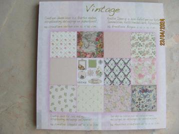 NIEUWSTAAT papier VINTAGE paperpad roze beige BLOEM dessins beschikbaar voor biedingen