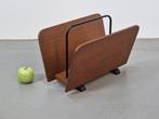 Vintage teak lectuurrek krantenrek metaal design mid century