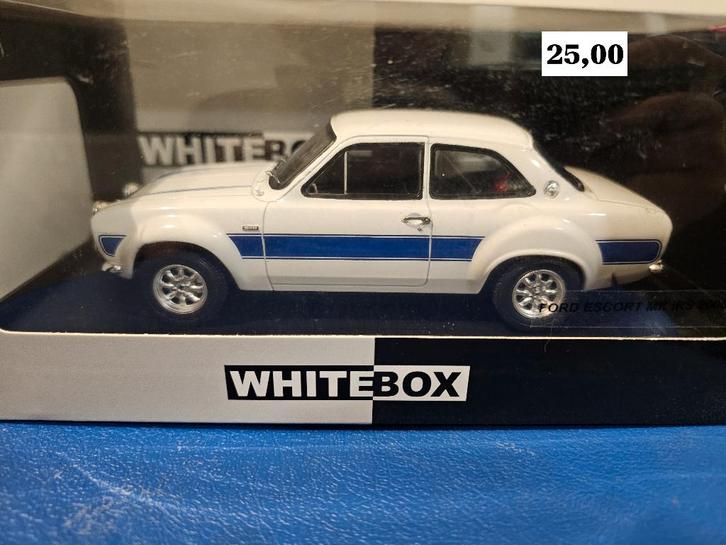 1:24 WHITEBOX FORD ESCORT MK1 RS 2000 WIT BLAUW, Hobby en Vrije tijd, Modelauto's | 1:24, Nieuw, Bburago, Ophalen of Verzenden