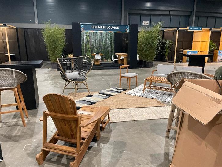 Teakhouten meubelen, Huis en Inrichting, Stoelen, Nieuw, Vijf, Zes of meer stoelen, Hout, Grijs, Ophalen