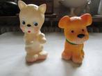 Set van 2 piepbeesjes - jaren 50 - Rubbertoys, vintage, Antiek en Kunst, Antiek | Speelgoed, Ophalen of Verzenden