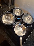 Herman den Blijker Pannenset - 4-delig - Inductie Geschikt, Gebruikt, Inductieplaat, Pannenset, Ophalen of Verzenden