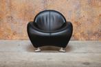 ZGANieuw! zwarte leren Leolux Papageno design fauteuil, Leolux, Leolux, Design, 75 tot 100 cm