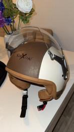 Soxon scooterhelm bruin/crème met vizier, Ophalen, Zo goed als nieuw