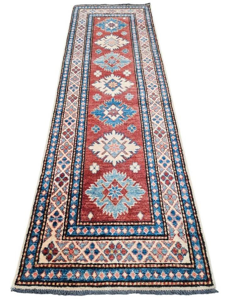 Handgeknoopt Perzisch wol Kazak tapijt loper 64x197cm, Huis en Inrichting, Stoffering | Tapijten en Kleden, Zo goed als nieuw