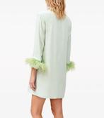 NIEUW Sleeper tuniek jurk satijn struisvogel veren boho, Ophalen of Verzenden, Nieuw, Maat 36 (S), Groen