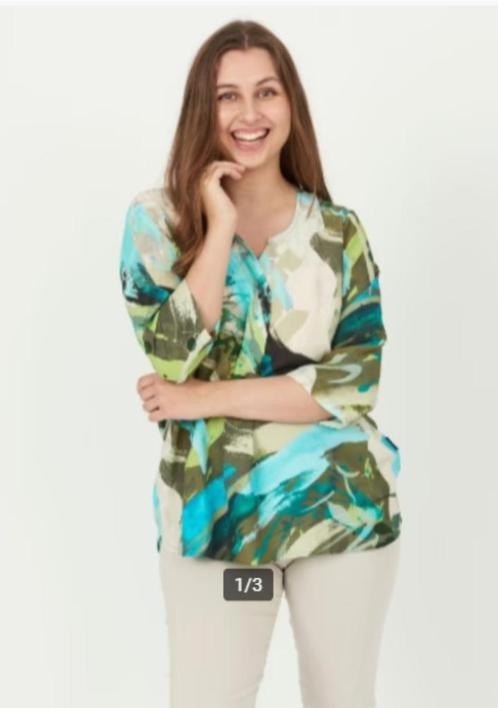 Shirt PontNeuf v-hals in groentinten mt 48+52 nu maar € 24, Kleding | Dames, Grote Maten, Nieuw, Shirt of Top, Groen, Verzenden