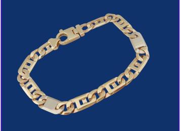 Zware brede 14 karaat Gouden Armband in Rolexschakel. Deze beschikbaar voor biedingen