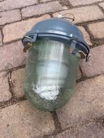 Vintage Industriële Fabriekslamp, Huis en Inrichting, Lampen | Hanglampen, Ophalen, Gebruikt, Glas, Minder dan 50 cm