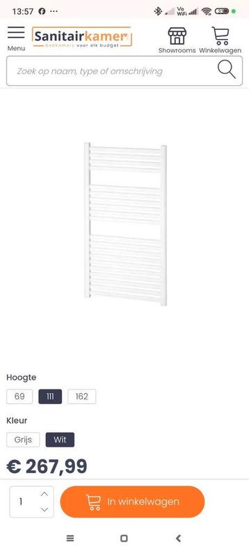 Haceka Sinai design radiator 111x59cm wit, incl kraan beschikbaar voor biedingen