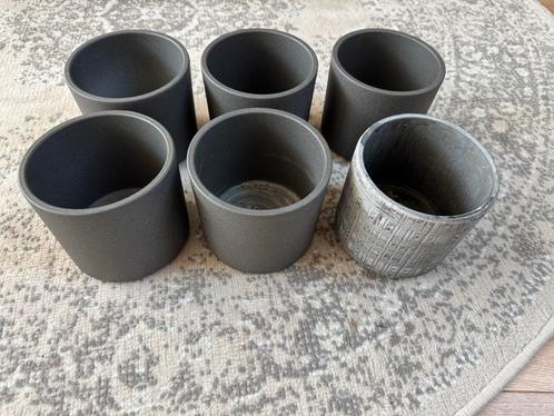 6 Bloempotten - Zo Goed Als Nieuw, Tuin en Terras, Bloempotten, Zo goed als nieuw, Beton, Binnen, Tuin, Minder dan 40 cm, Minder dan 25 cm