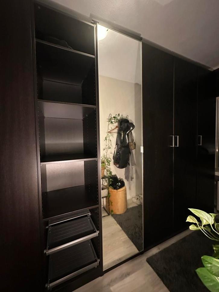 Zwartbruine Pax kastenwand (4 kasten) - zwartbruin, Huis en Inrichting, Kasten | Kledingkasten, Zo goed als nieuw, 200 cm of meer