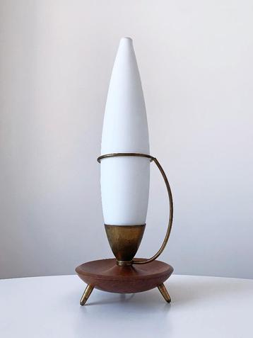 Vintage grote design tafellamp teakhout midcentury modern  beschikbaar voor biedingen