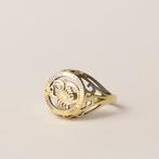 vintage 14 karaat gouden zegel munt ring kreeft sterrenbeeld, Verzenden, Dame of Heer, Goud, Goud