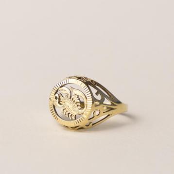 vintage 14 karaat gouden zegel munt ring kreeft sterrenbeeld beschikbaar voor biedingen