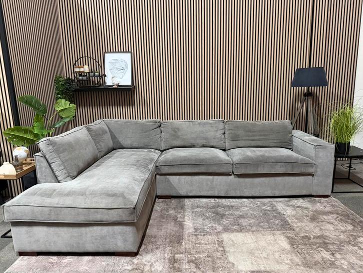 “GRATIS LEVERING” Woood ribstof hoekbank! 290x200, Huis en Inrichting, Banken | Bankstellen, Zo goed als nieuw, Hoekbank, Vierpersoons of meer