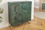 Highboard Wandkast Turquoise met Houtsnijpatroon VOORRAAD, Met deur(en), 100 tot 150 cm, Nieuw, Ophalen of Verzenden