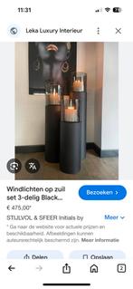 Prachtige windlichten pilaren set van 3, Huis en Inrichting, Woonaccessoires | Zuilen en Pilaren, Ophalen of Verzenden, Zo goed als nieuw