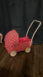 Poppenwagen (hout), Kinderen en Baby's, Speelgoed | Houten speelgoed, Ophalen, Gebruikt, Duw- of Trekspeelgoed