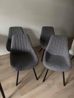 Grijze Stoffen Eetkamerstoelen - Profijt Meubel, Ophalen, Zo goed als nieuw, Vier, Stof