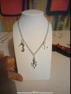 Zilverkleurige Ketting met Bedels, Sieraden, Tassen en Uiterlijk, Ophalen of Verzenden, Zo goed als nieuw, Zilver, Overige materialen