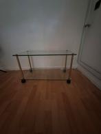 Glazen Tafel met Gouden Poten, Minder dan 50 cm, Gebruikt, Minder dan 50 cm, Ophalen of Verzenden