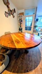 Eettafel - echt hout - 150 cm breed, tot 8 personen., Huis en Inrichting, Tafels | Eettafels, Ophalen, Gebruikt, Rond, Vijf personen of meer