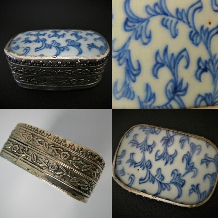 Djokja zilveren snuifdoos Chinees porselein snuiftabak, Antiek en Kunst, Kunst | Niet-Westerse kunst, Ophalen of Verzenden