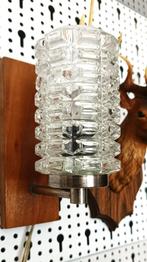 compact vintage wandlampje (teak/glas/chroom/metaal jaren60, Ophalen of Verzenden, Gebruikt, Glas, Vintage /sixties design