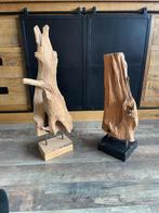 2 houten sculpturen te koop, Antiek en Kunst, Ophalen