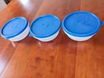 3 mooie tupperware bakjes met blauwe deksel, Ophalen of Verzenden, Zo goed als nieuw, Bak of Kom