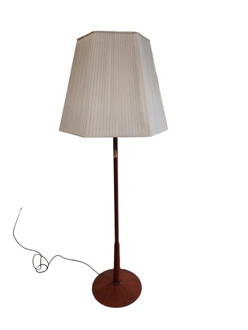 Mid century vloerlamp, Huis en Inrichting, Lampen | Vloerlampen, Gebruikt, 150 tot 200 cm, Hout, Stof, Ophalen