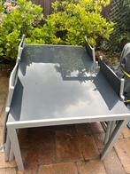 Tuintafel met 4 tuinstoelen, Tuin en Terras, Ophalen, Gebruikt, Rechthoekig, Aluminium