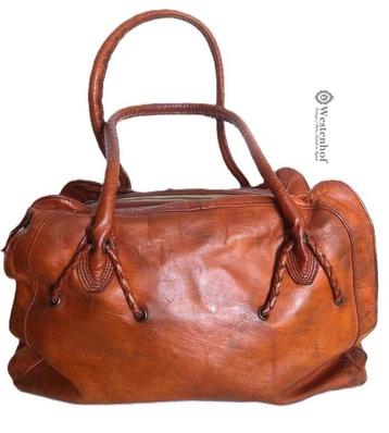 Groot leren tas vintage dames handtas bruin - echt leer beschikbaar voor biedingen