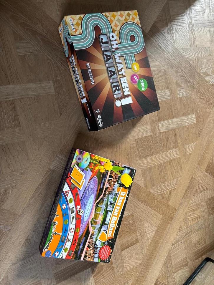 2 Spellen: Oh Wat een Jaar! & Ik Hou van Holland, Hobby en Vrije tijd, Gezelschapsspellen | Bordspellen, Zo goed als nieuw, Drie of vier spelers