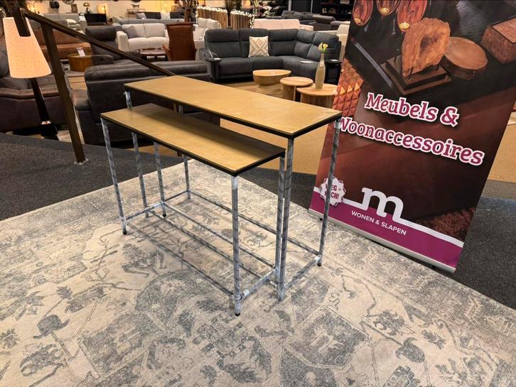 Sidetable 2-delig Aktie €149,- Goud Direct/Leverbaar E-2146, Huis en Inrichting, Tafels | Sidetables, Nieuw, 25 tot 50 cm, 50 tot 100 cm